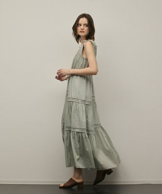 GRACE CONTINENTAL コットンシルクティアードワンピース グリーン