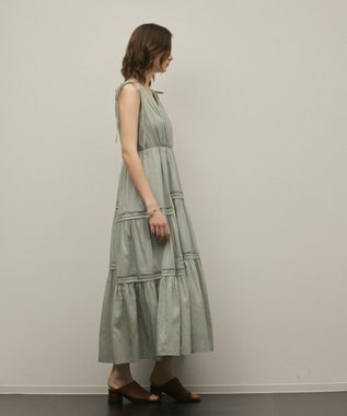GRACE CONTINENTAL コットンシルクティアードワンピース グリーン