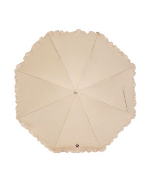 MOONBAT 【WEB限定/遮光率100%/遮熱/UV】POLO RALPH LAUREN（ポロ ラルフローレン）晴雨兼用日傘 ワンポイント ポロベア刺繍 フリル 折りたたみ傘 長折タイプ ベージュ