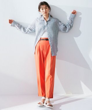 23区 L 【洗える】ニットリブ タンクトップ アイボリー系