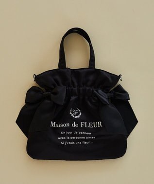 Maison de FLEUR ダブルリボン2Wayトートバッグ Black