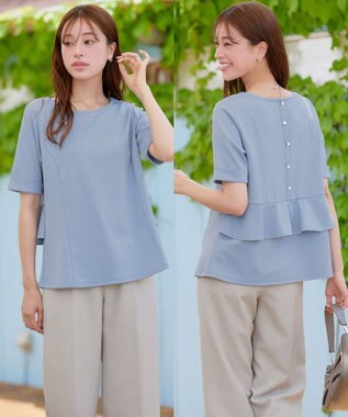 Tiaclasse 【洗える】バックフリルカットソー サックス