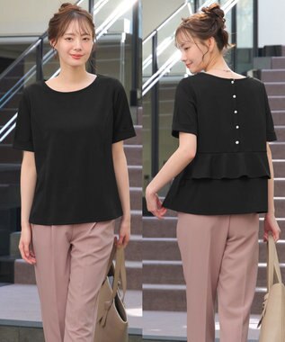 Tiaclasse 【洗える】バックフリルカットソー ブラック