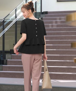 Tiaclasse 【洗える】バックフリルカットソー ブラック