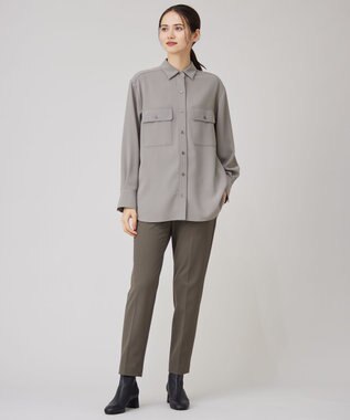 自由区 【撥水加工・洗える】TRギャバ裏起毛テーパード パンツ ダークカーキ