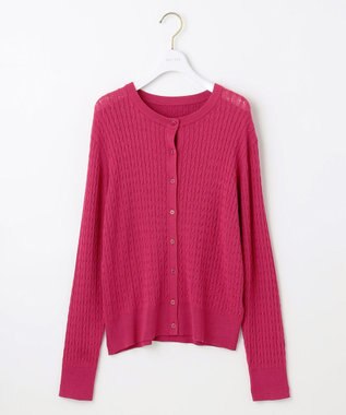 ANY SIS L ケーブルニット カーディガン ラズベリー
