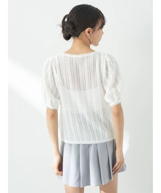 earth music&ecology コンパクトレースカーディガン White