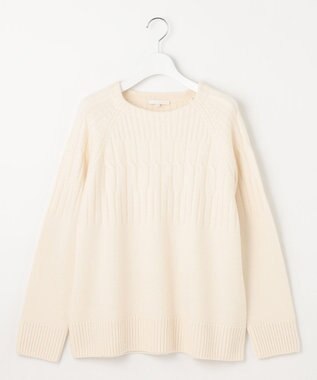 自由区 【洗える】ウールカシミヤブレンドケーブル ニット オフホワイト