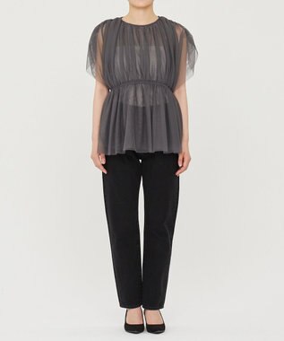 uncrave 【洗濯機洗い可】カクテル チュール ブラウス（uncrave STANDARD） スレート