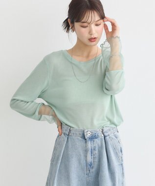 earth music&ecology シアースリーブプルオーバー Light Green