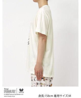 WACOAL PEANUTS トップス 4分袖 Tシャツ 綿100%(本体) スヌーピー レディース FTT168 /ワコール アイボリー