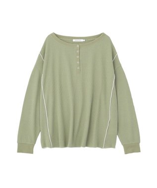 AMERICAN HOLIC 【選べる丈】ヘンリーネックワッフルメロープルオーバー Light Green