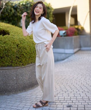 ANY シャーリングランタンスリーブトップス オフ