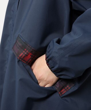 MOONBAT POLO RALPH LAUREN レインポンチョ 透湿撥水 無地×チェック 75デニール 収納袋付 ネイビーブルー
