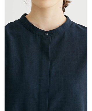 Green Parks 接触冷感　比翼シャツチュニック Dark Navy