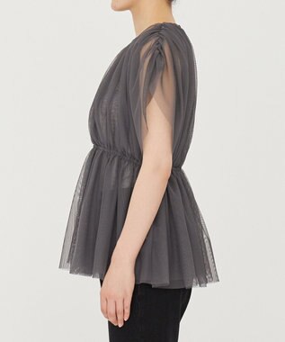 uncrave 【洗濯機洗い可】カクテル チュール ブラウス（uncrave STANDARD） スレート