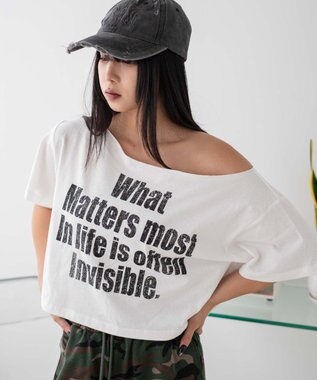 WEGO グラフィックオフショルショートT ホワイト