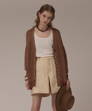 GRACE CONTINENTAL ラメルーズニットカーディガン ブラウン