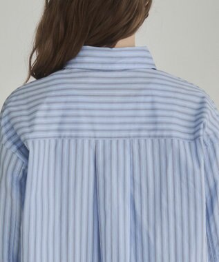 WEGO 【ANGIE VINTAGE】スカーフ付きオーバーサイズストライプシャツ ブルーその他
