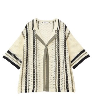 CRAFT STANDARD BOUTIQUE クロシェバイカラーニットプルオーバー Ivory