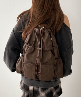 WEGO 【ユニセックス着用ITEM】2ポケットPUドロストナップサック ブラウン