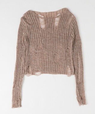 WEGO ダメージショートニット ベージュ