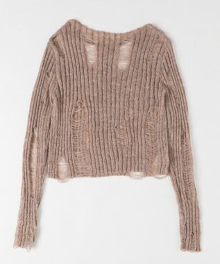 WEGO ダメージショートニット ベージュ