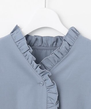 Feroux 【洗える】フリルシャツ ブラウス ブルー系