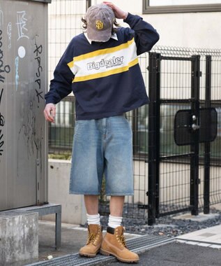 WEGO 【ユニセックス着用ITEM】ステッチロゴラガーシャツ ネイビー