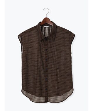 Te chichi シアサッカージオメ柄シャツブラウス ネイビー