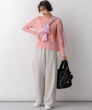 23区 L ストレッチダブルクロス ワイドパンツ ベージュ