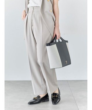 Te chichi フロントZIPリネンライクテーパードパンツ(セットアップ可) Ｓグレー