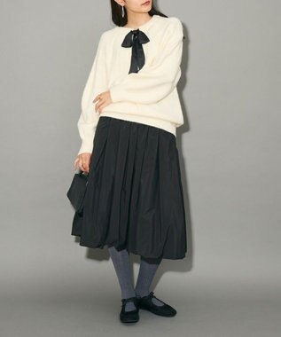 Green Parks ボウタイリボン付きニット Off White