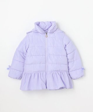 ANY KIDS 【フード取り外し/洗濯機可能】中綿フリル リボンコート ラベンダー