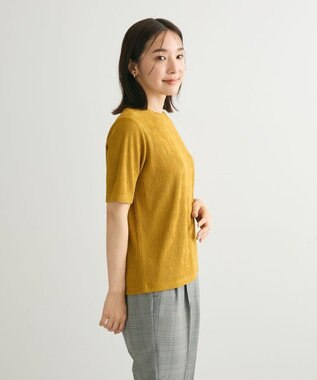 Green Parks プリーツ５分袖プルオーバー Yellow