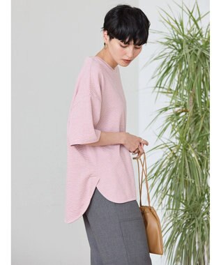 AMERICAN HOLIC 接触冷感裾ラウンドカットプルオーバー Border Pink