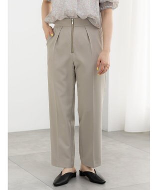 Te chichi フロントZIPリネンライクテーパードパンツ(セットアップ可) Ｓグレー