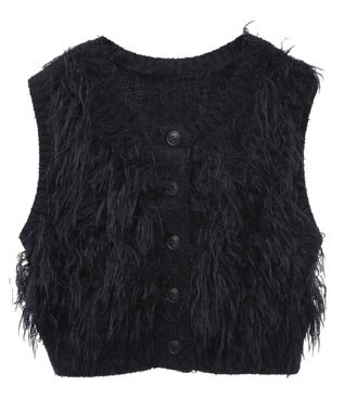 Green Parks フェザーニットベスト Black