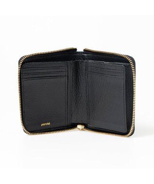 UNBILLION ペルケ perche / ドット刺繍ラウンドパームフィットウォレット ブラックドット