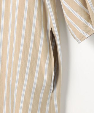 自由区 L 【17号サイズまで展開】ビスコースナイロンドビーストライプ ワンピース ベージュ系