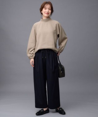 ANY L リブ起毛モックネックプルオーバー モカ