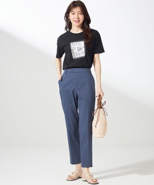 ANY SIS 【ストレッチ・接触冷感・撥水・UVカット・洗える】エアリーストレッチ テーパードパンツ シャンブレー