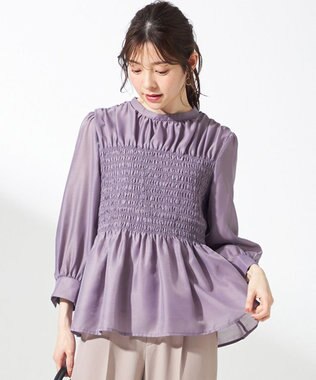 【洗える】オーガンジーシャーリング ブラウス