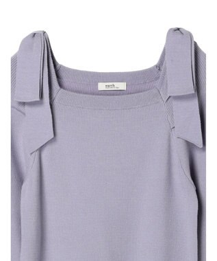 earth music&ecology 肩リボンニットプルオーバー Grayish Blue