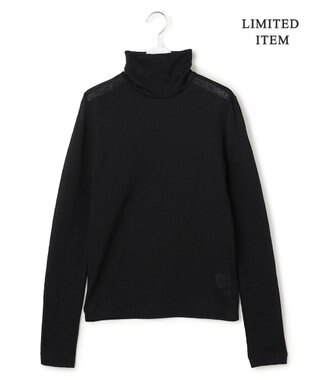 ICB 【WEB限定】 コットンレーシージャガード ハイネックカットソー ブラック