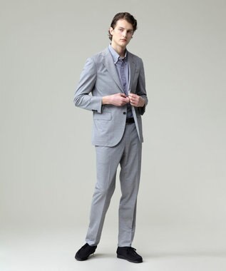 J.PRESS MEN プールに浮いているような快適な着心地【ストレッチ / 洗える / 吸水速乾/ 接触冷感】【J.PRESS-POOL WOOL】ジャージーセットアップ スラックス ライトグレー系