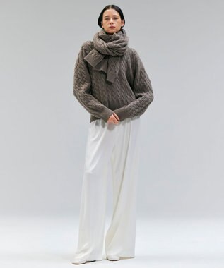 BEIGE， 【洗える】SEDONA / ウールカシミヤケーブルニット Taupe