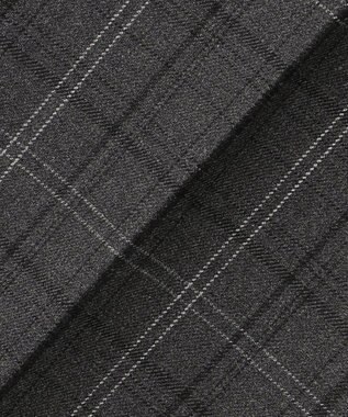 自由区 TRギャバ裏起毛チェック柄ワイド パンツ チャコール系チェック