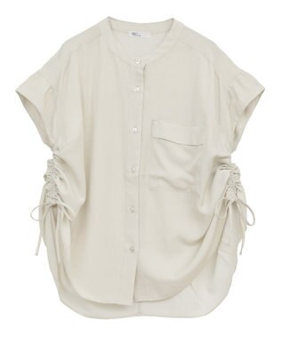 CRAFT STANDARD BOUTIQUE バンドカラーサイドドロストシャツ Cream