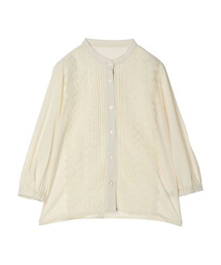 earth music&ecology フロントレースシフォンブラウス Light Yellow